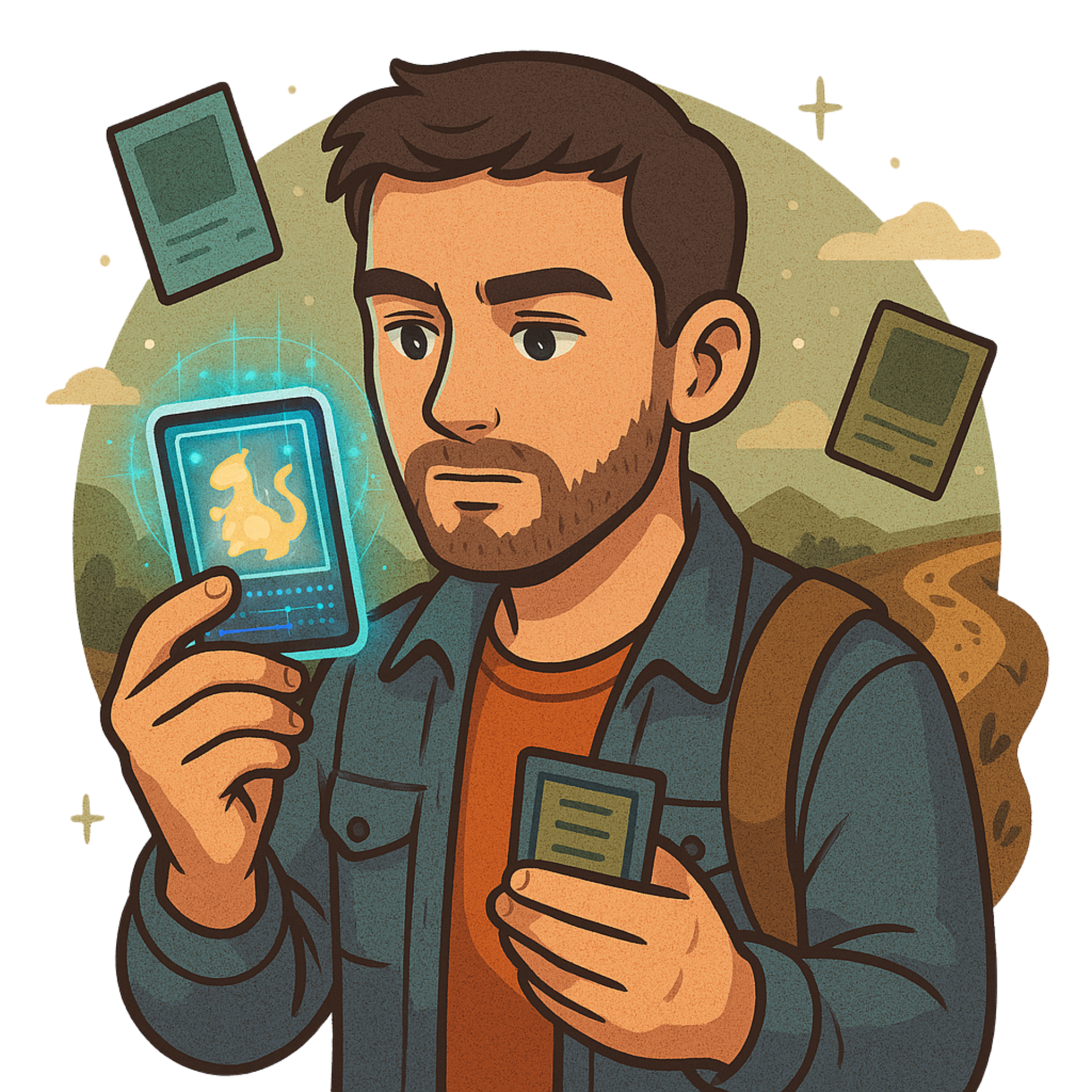 Juanton Collects Logo - Animation of Juanton looking at a Trading Card